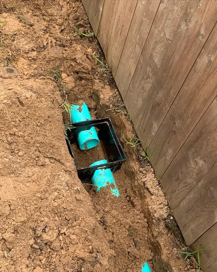 Irrigation valve box being installed in a trench